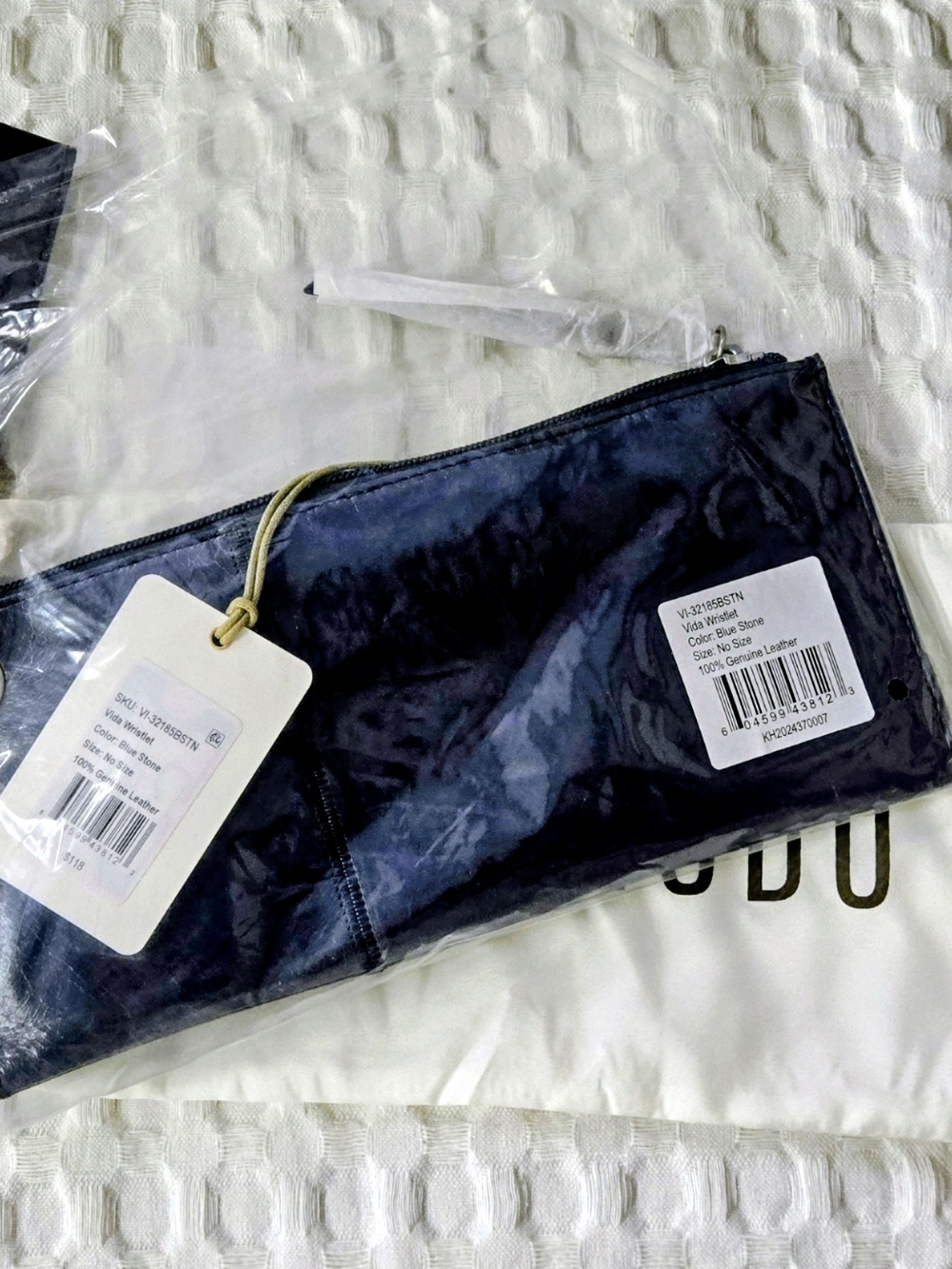HOBO Navy Blue Zip Wristlet Clutch with Wrist Strap